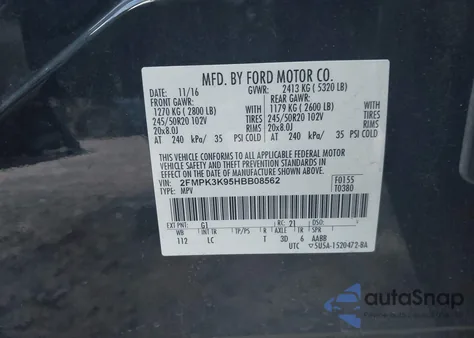 2017 Ford Edge Titanium z USA, uszkodzony, nr VIN 2FMPK3K95HBB08562